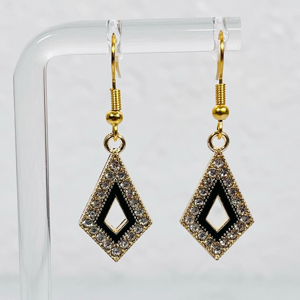 4/$20 Rhinestone & Gold Tone Kite Earrings